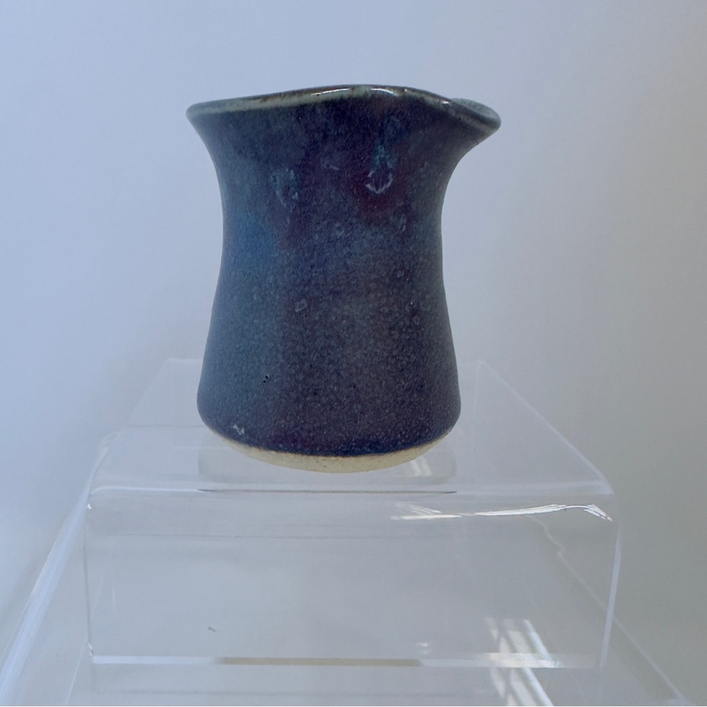 Art Pottery 2.5" Creamer Jug, Pinched Spout, Miniature, Matte Glaze Purple Green
